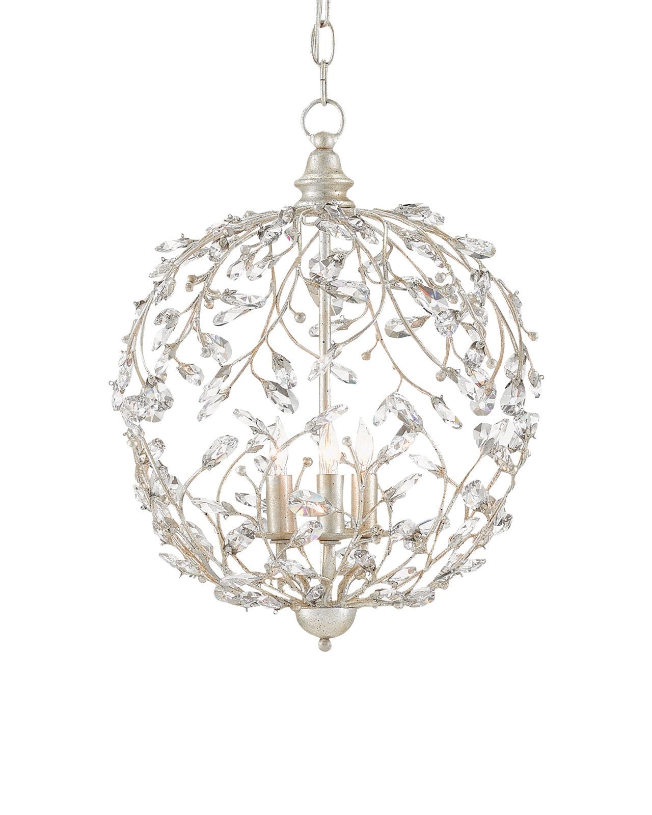 Crystal Bud Silver Orb Chandelier